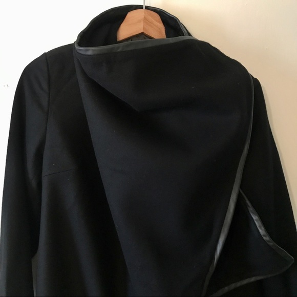 Custom Designed & Tailored Wool / Leather Coat, Size S - Picture 2 of 14